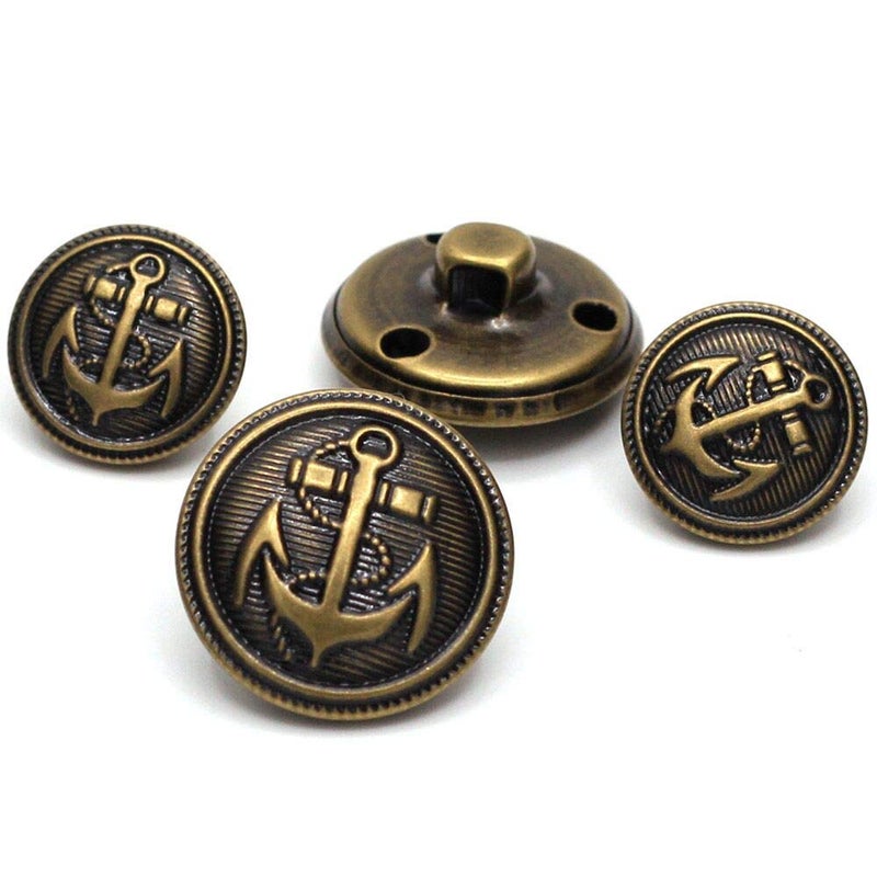 Enosea 11 Pcs Antiqued Brass Metal Blazer Button Set- Shank Style Fashion Buttons for Blazer, Suits, Coat, Uniform, Jacket - Image 1